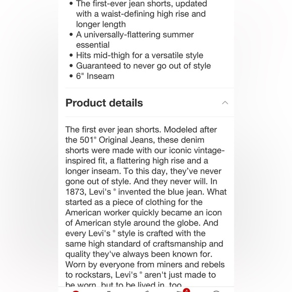 Levi's Women's 501° Mid-Thigh Shorts - Fade Off 27: High Rise Denim, 6" Inseam - Picture 7 of 8